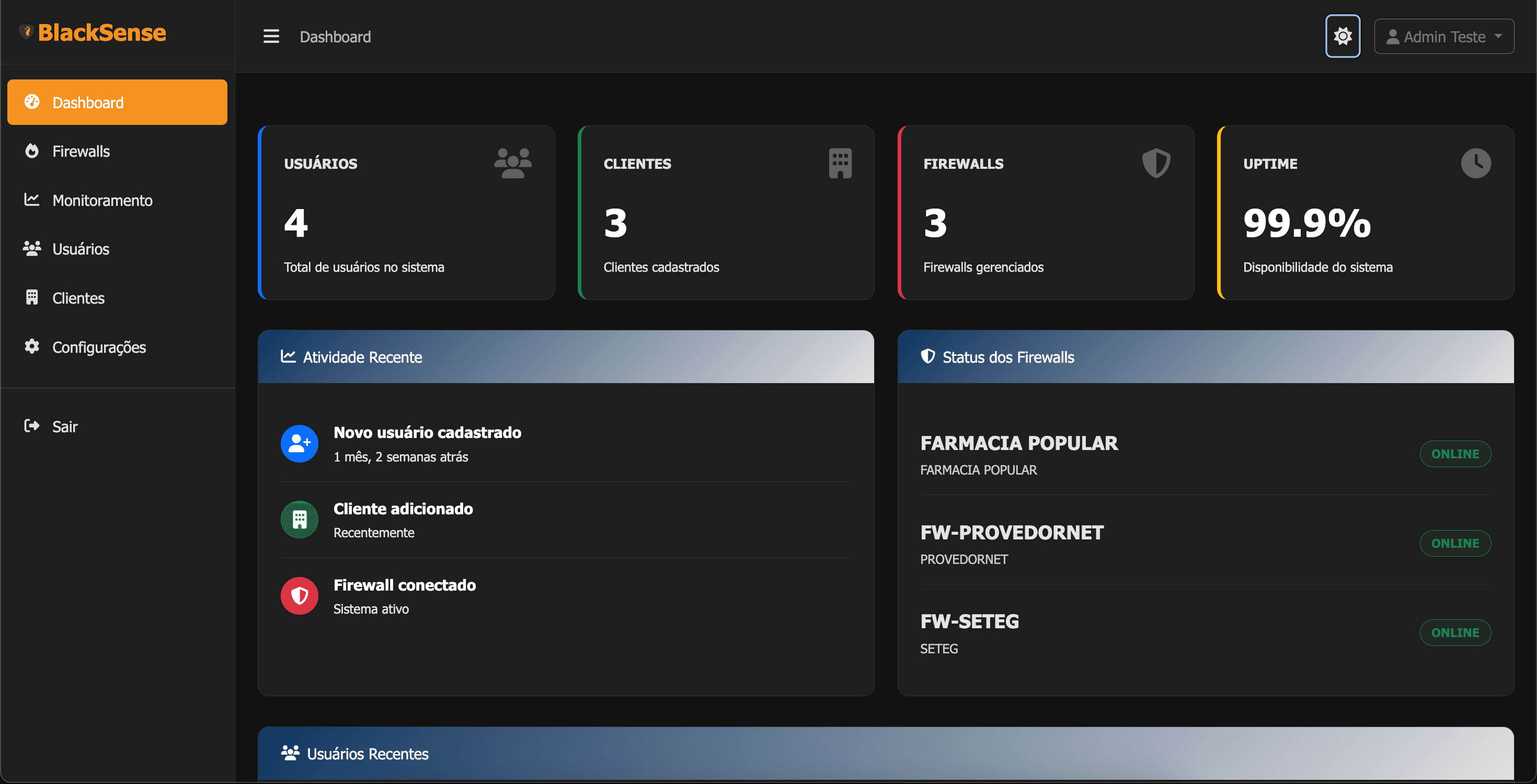 BlackSense - Plataforma de Gestão de Firewalls